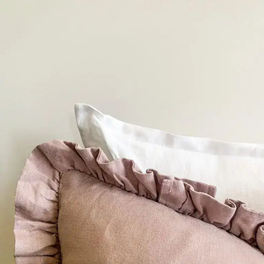 Linen Lumbar Ruffle Cushion Cover - PABOOM