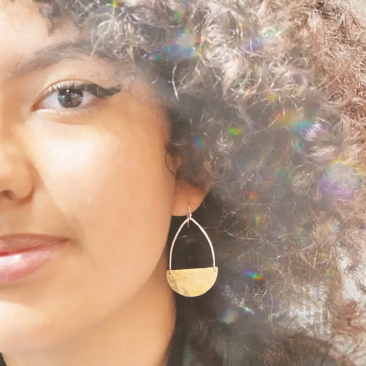 Brass/Sterling Semicircle Earrings Small - PABOOM