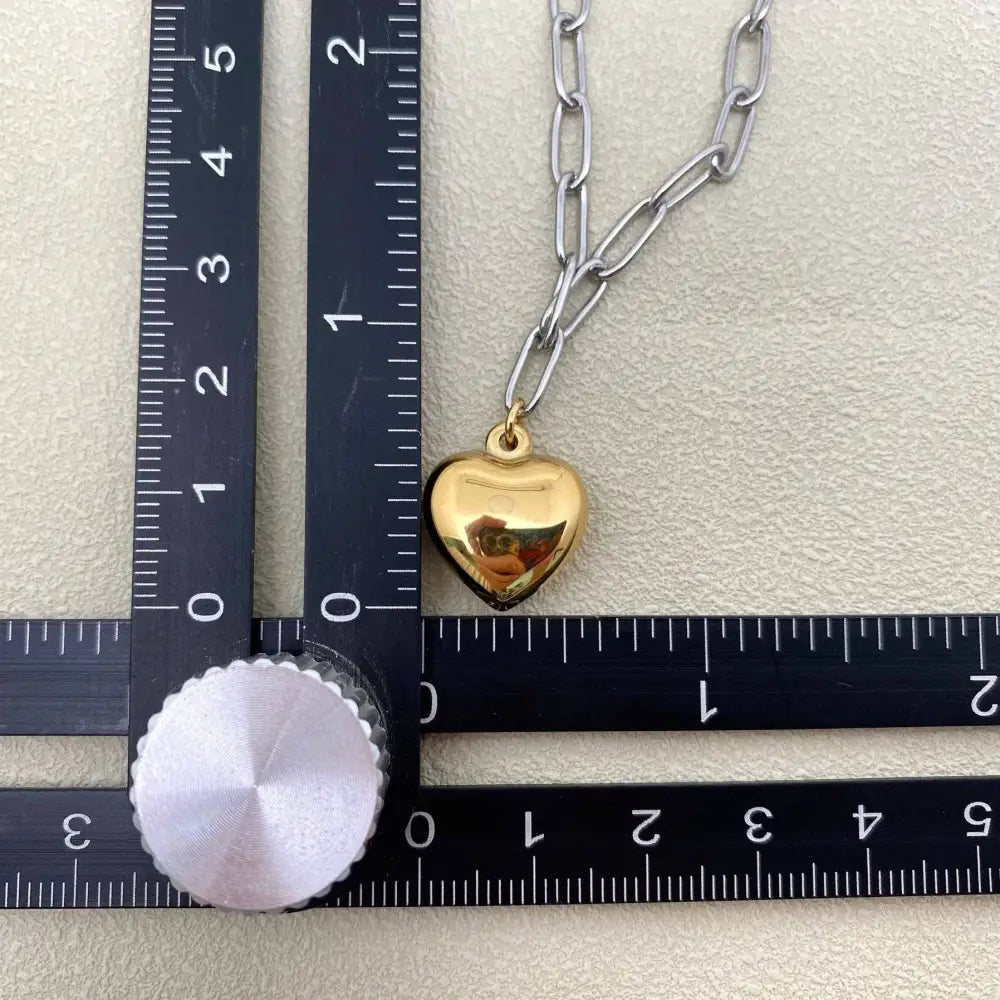 Mio Queena - 18K Gold Plated Heart Charm Steel Chain Necklace - FGS