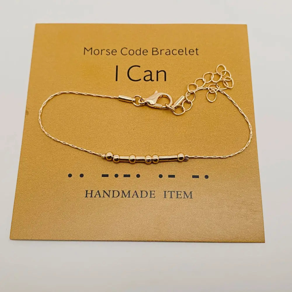 Mio Queena - ’Fuck off’ Handmade Golden Morse Code Bracelets