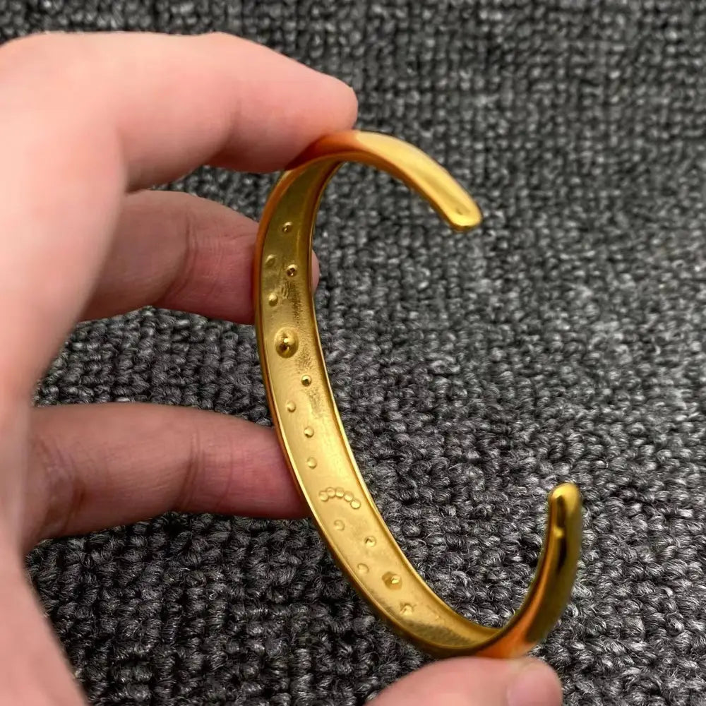 Mio Queena - Inlaid CZ Sun Moon Star 18K Gold Plated SS Cuff - FGS/MS