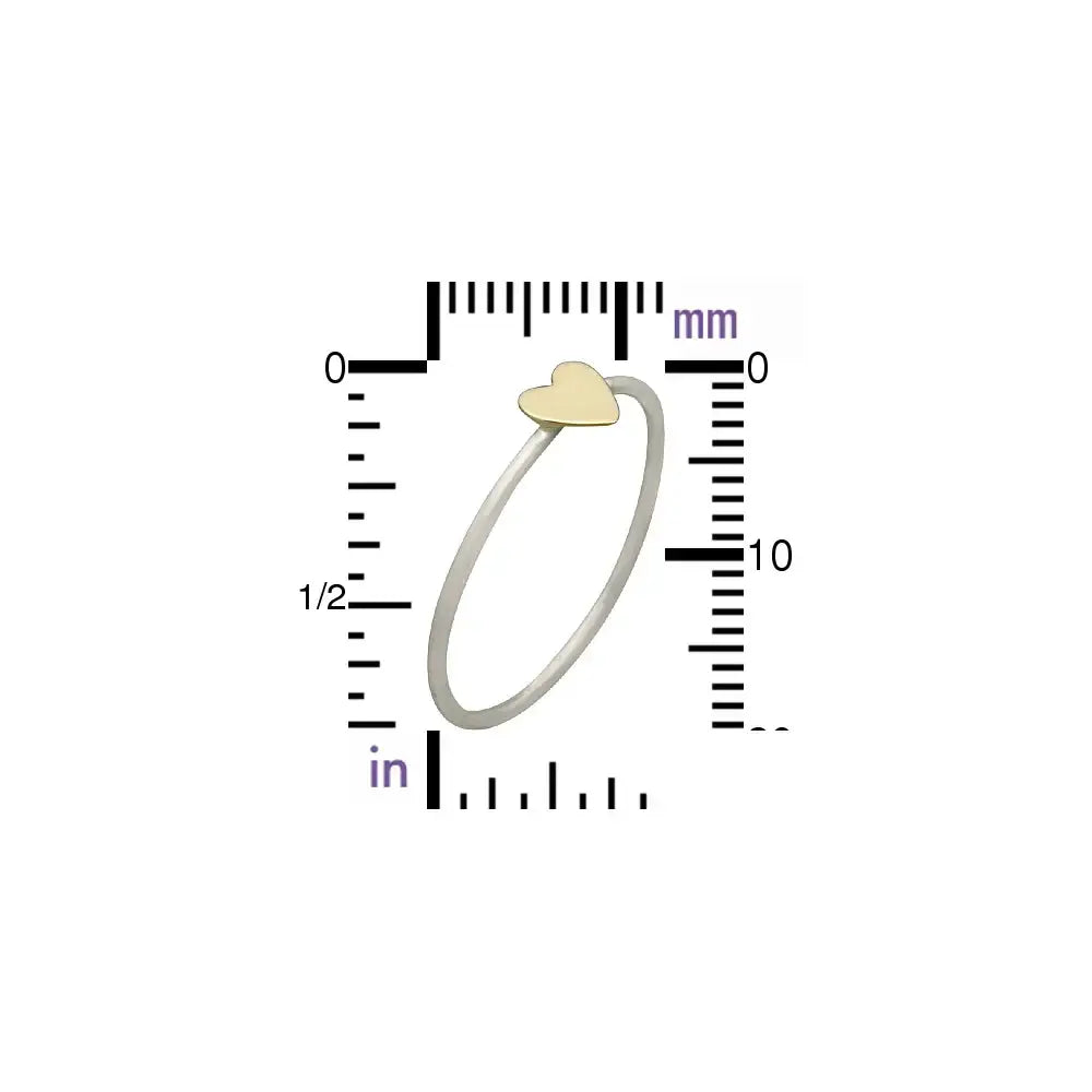 Silver Ring with Tiny Bronze Heart - PABOOM