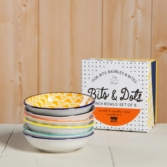 Bits + Dots pinch bowl shown individually, displaying the yellow triangle pattern - PABOOM