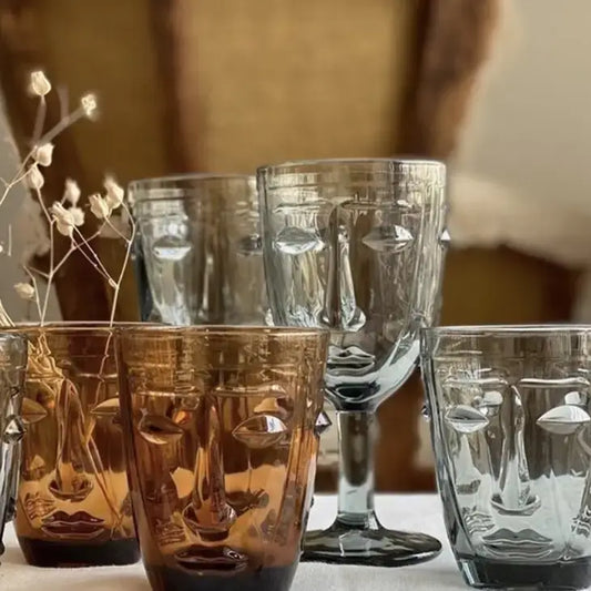 Glass Faces Tumbler Amber - PABOOM