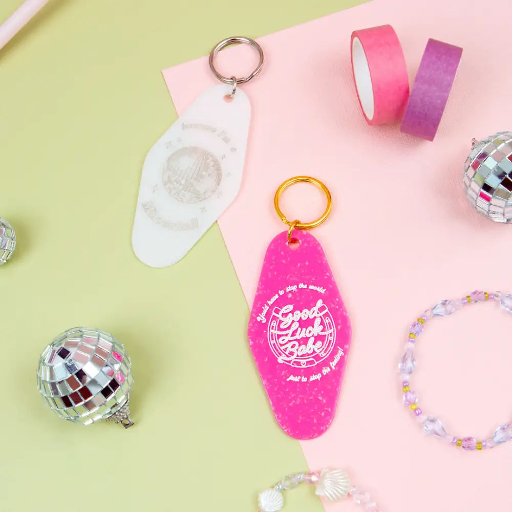 Party Mountain Paper co. - Mirrorball Motel Tag Keychain
