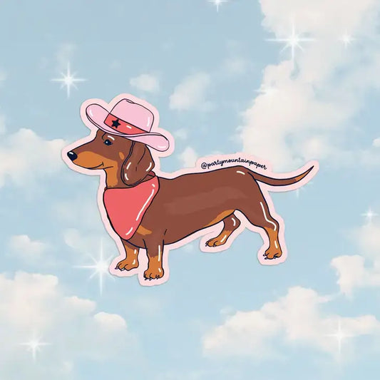 Weenie Dog Cowboy Sticker - PABOOM