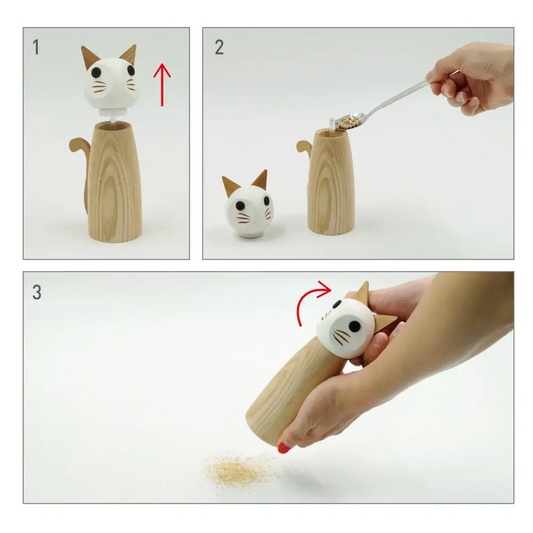 Cat Wooden Pepper + Salt Mill - PABOOM