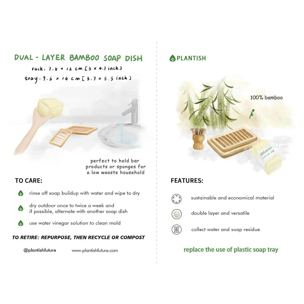 Plantish - Dual-layer Bamboo Soap Dish