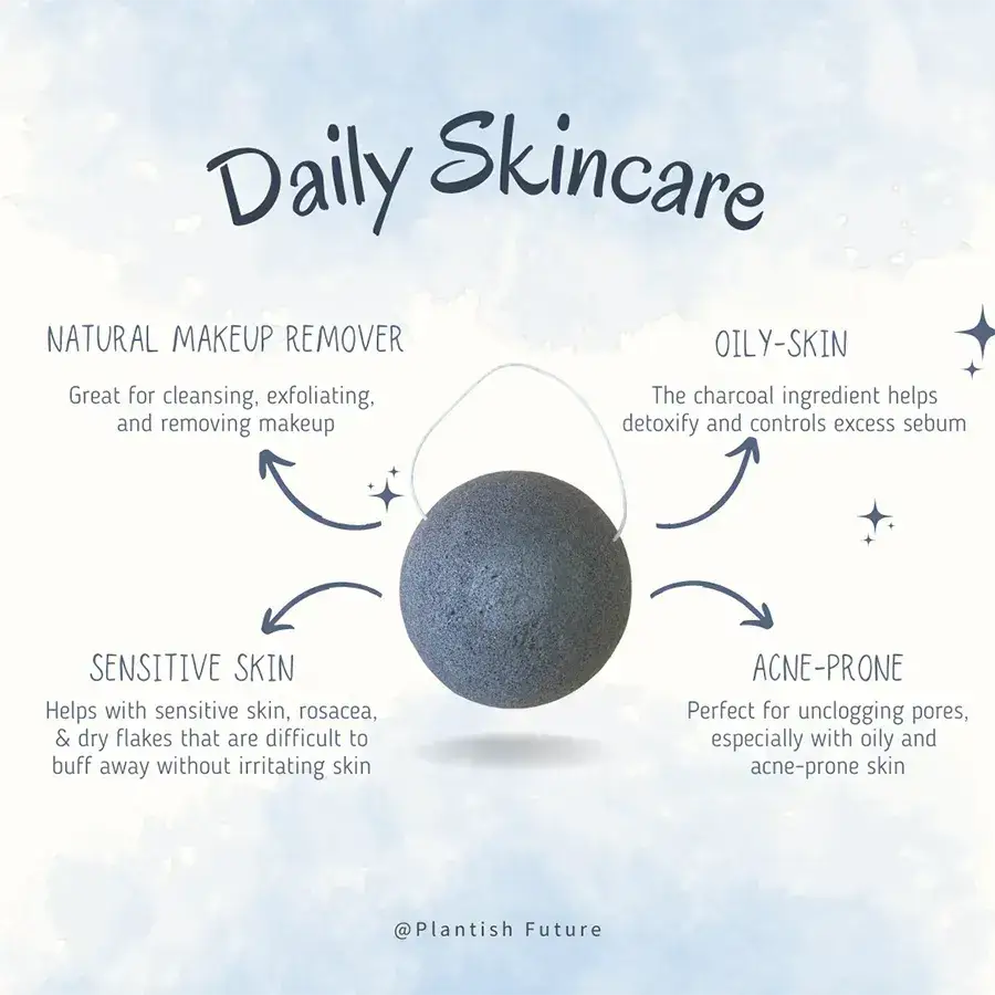 Plantish - Konjac Facial Sponge Charcoal Single