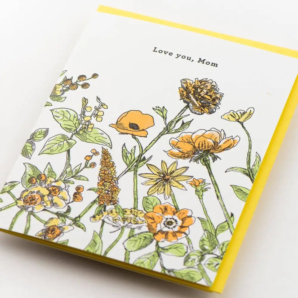 Porchlight Press Letterpress - Love You Mom Floral Card