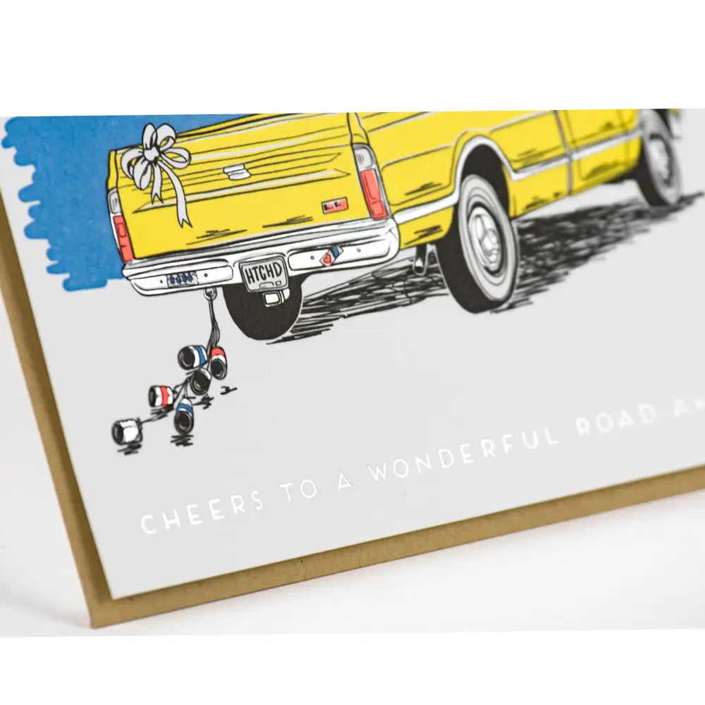Porchlight Press Letterpress - Wedding Truck Sunset Card Single