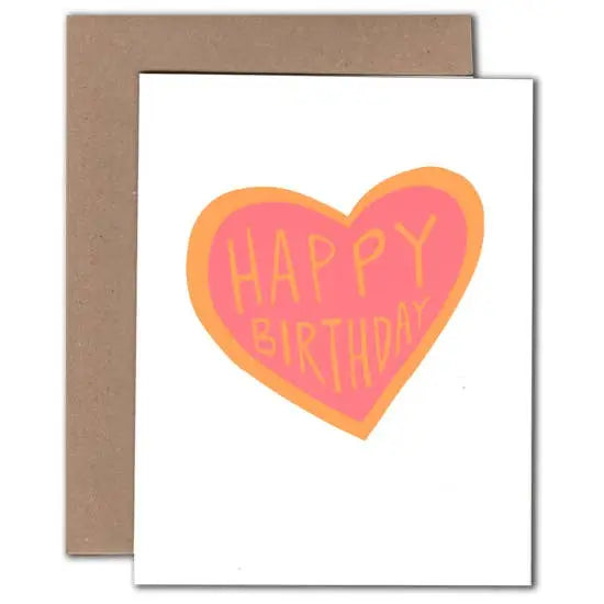 Neon Bday Heart Letterpress Card - PABOOM