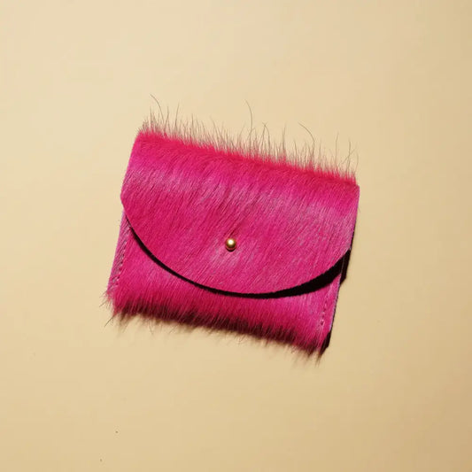 Fuchsia Hair on Hide Cardholder - PABOOM