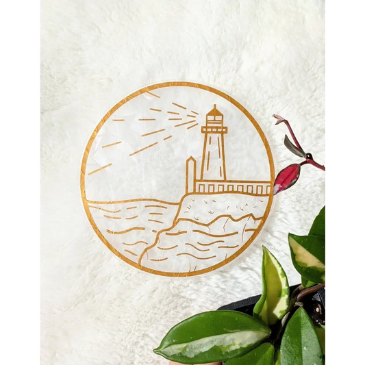 Prismatic Kitty - Lighthouse Suncatcher Sticker | Rainbow Making Decal | Gift for nature lovers | East Coast Scenery