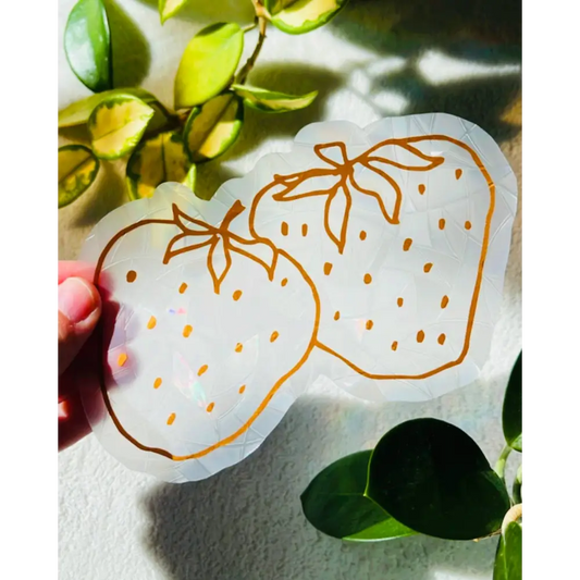 Prismatic Kitty - Strawberries Suncatcher | Rainbow Making Window Cling