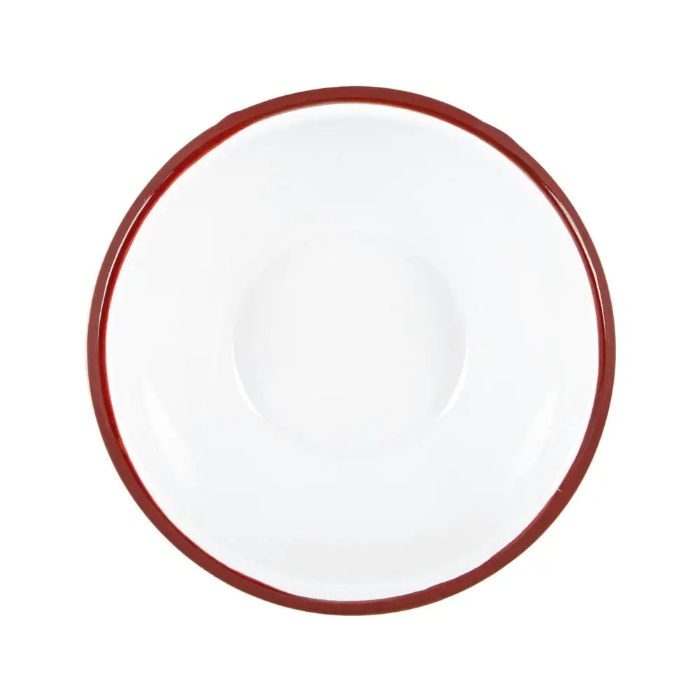 Rinkit Ltd - Argon Tableware White Enamel Bowl - 16cm - Red