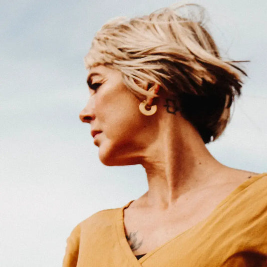 Astrid Brass and Silver Flat Hoop Earrings - PABOOM