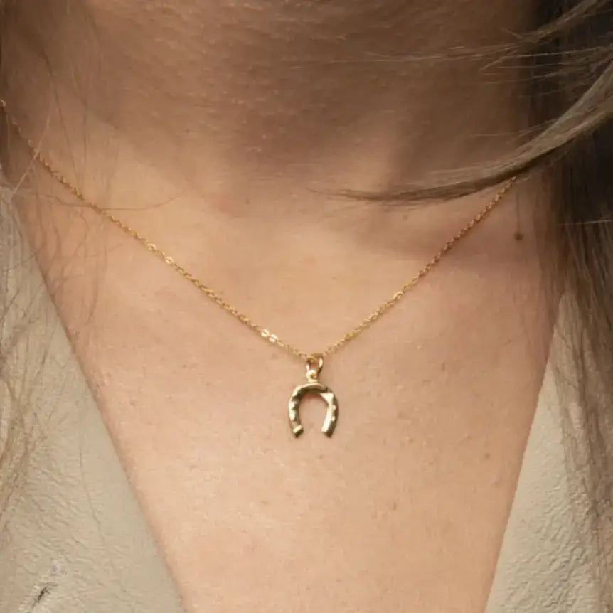 Gold Filled Horse Shoe Charm Necklace - PABOOM