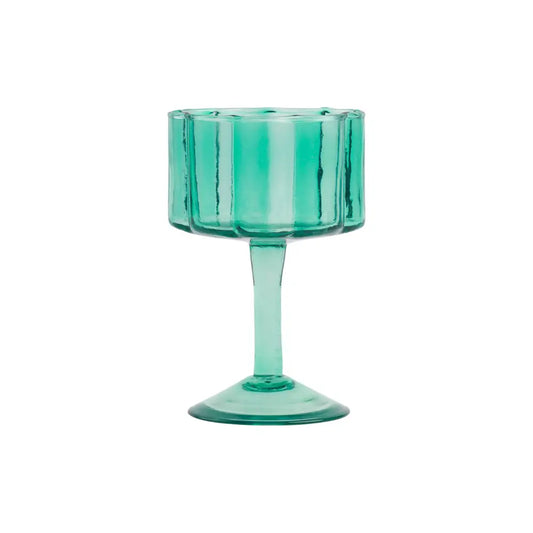 Daisy scallop wine glass, blue, glass - PABOOM