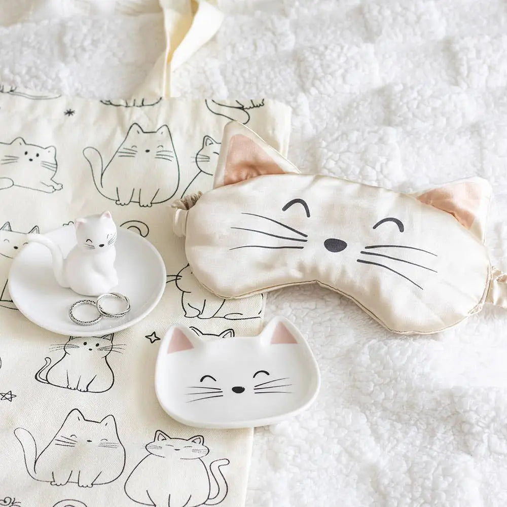 Something Different Wholesale - White Cat Face Satin Eye Mask