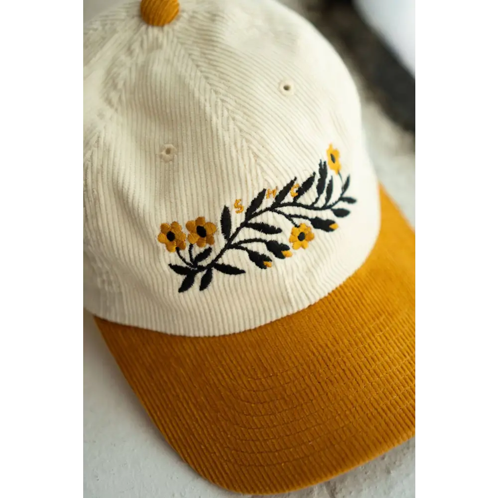 Stay Home Club - Garland Two-Tone Corduroy Dad Hat | Embroidered Cord Vanilla / Strawberry