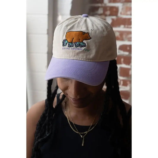 Going Nowhere Fast 2-Toned Dad Hat Cream/Purple - PABOOM