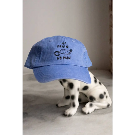 No Brain No Pain Embroidered Dad Hat - Vintage Red