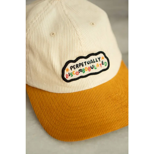 Stay Home Club - Perpetually Discombobulated Patched Corduroy Dad Hat Vanilla / Butterscotch