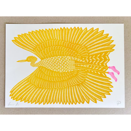 Strangford - Feelin’ Fly - vibrant yellow bird spread wings