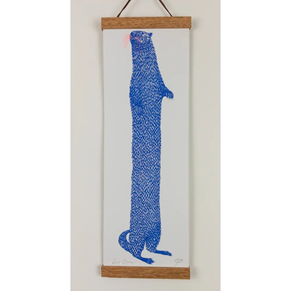 Strangford - Long Otter - vertical banner blue elongated weasel-like