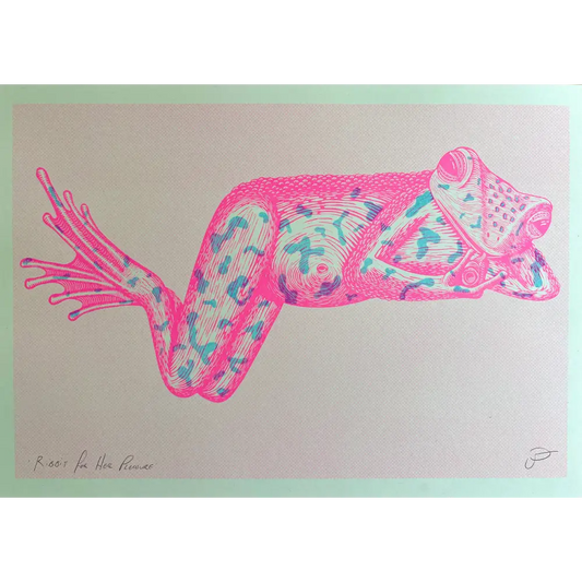 Strangford - Ribbit For Her Pleasure - neon pink blue patterned print
