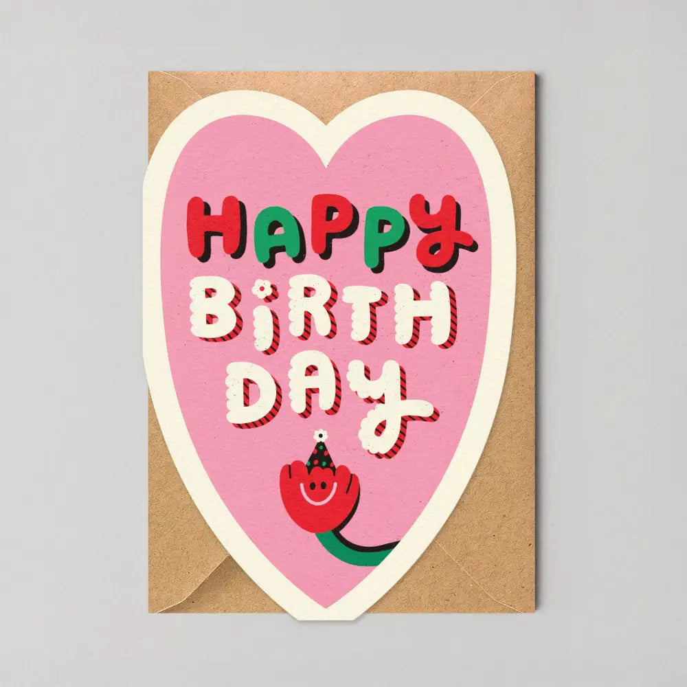 Studio Boketto - Heart Shaped Happy Birthday Card | Die Cut Greeting Cards