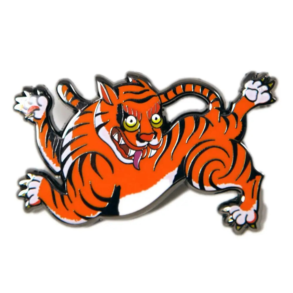 Stuntin Goods - Tiger Enamel Pin - cartoonish orange tiger pin