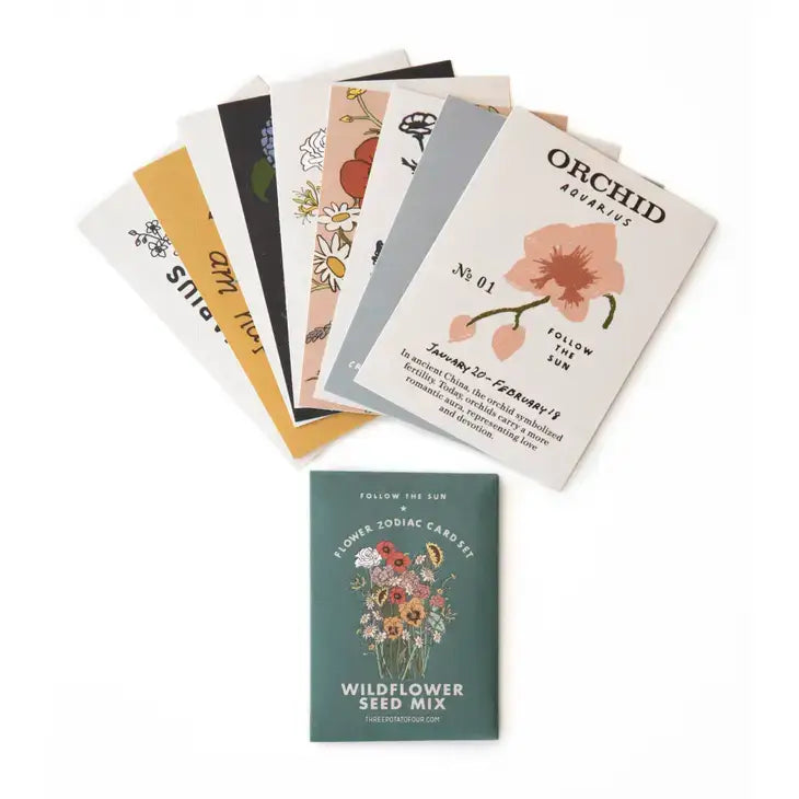 Aquarius Flower Zodiac Sticker Card Set - PABOOM