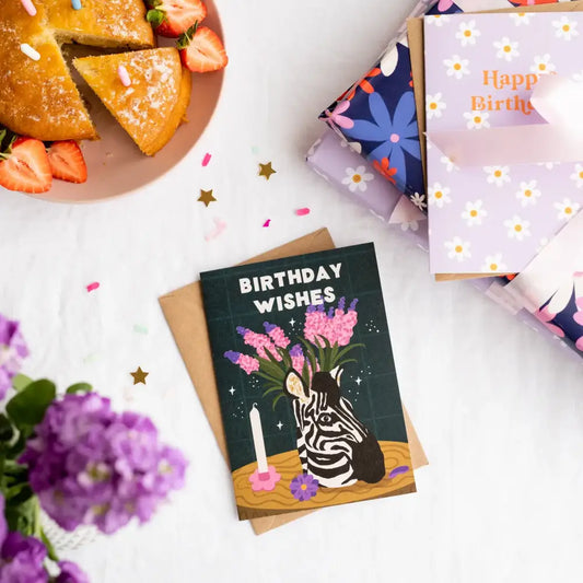 Zebra Vase Birthday Card - PABOOM