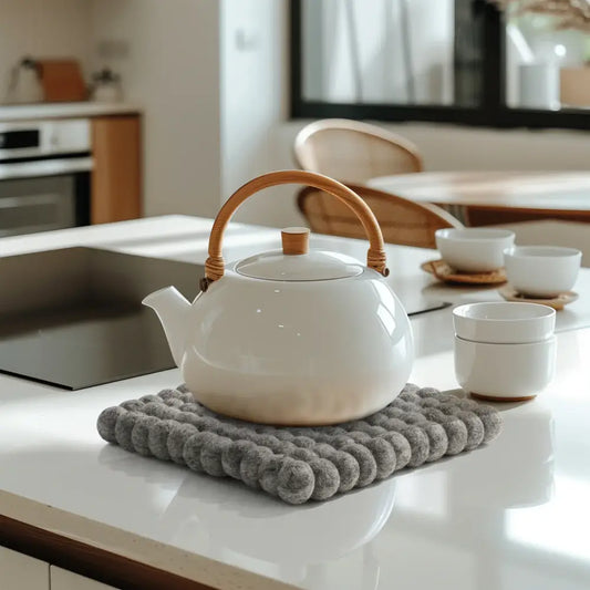 Torre & Tagus - Felted Wool Ball Trivet Light Grey