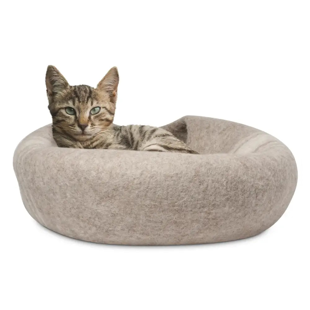 Torre & Tagus - Felted Wool Cat Cave Brown