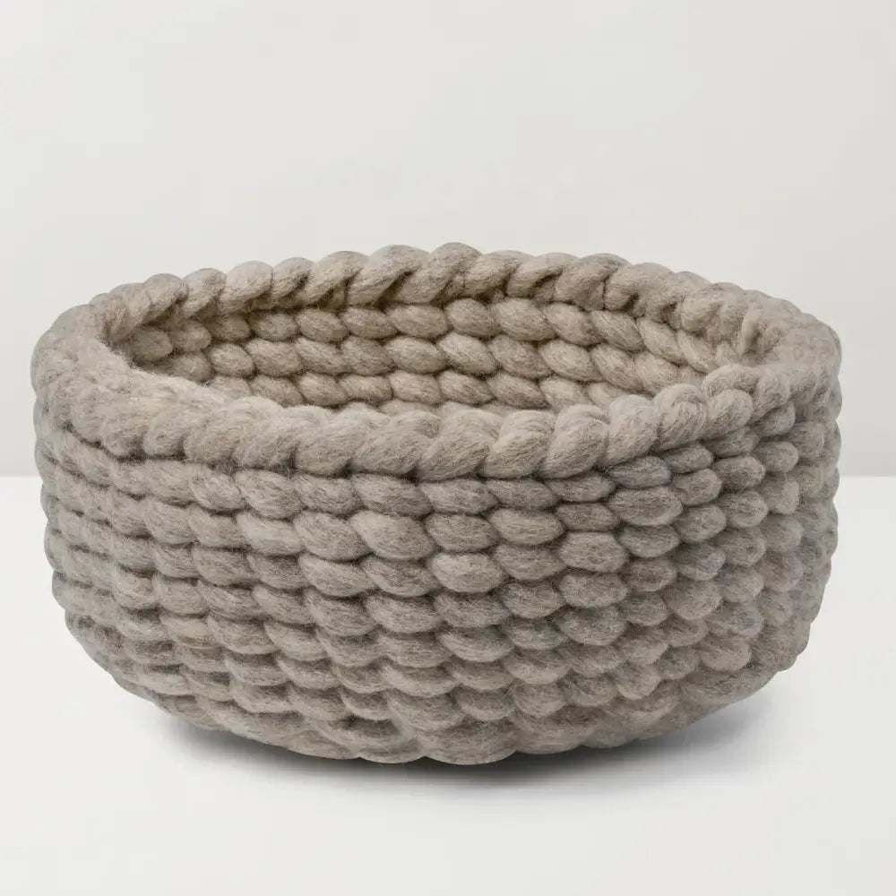 Torre & Tagus - Felted Wool Woven Basket Brown