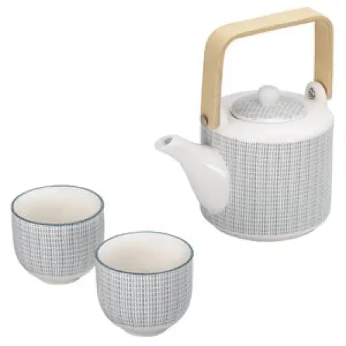 Kiri Teapot Set Black with Blue Trim - PABOOM