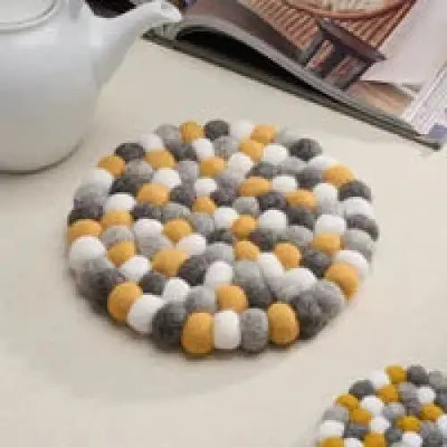 Modwool Felt Ball Trivet Yellow - PABOOM