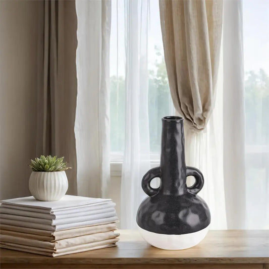 Black + White Bud Vase With Handles - PABOOM