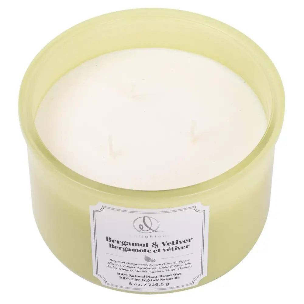 Candle With Wood Lid 3Wick Bergamot & Vetiver - PABOOM
