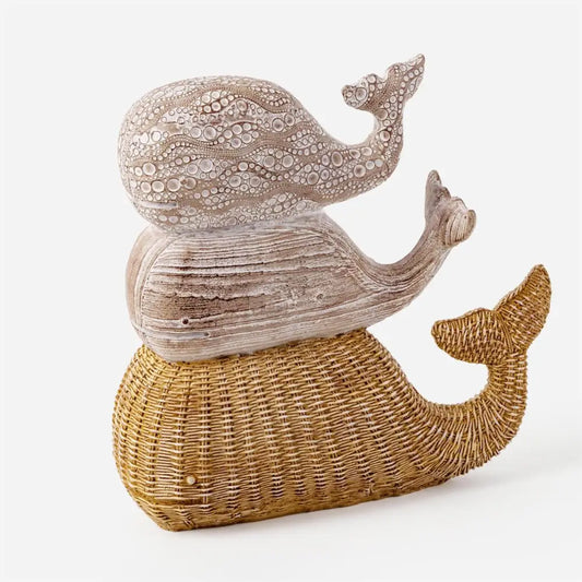 TRUU DESIGN - Carved Stacked Whales Natural