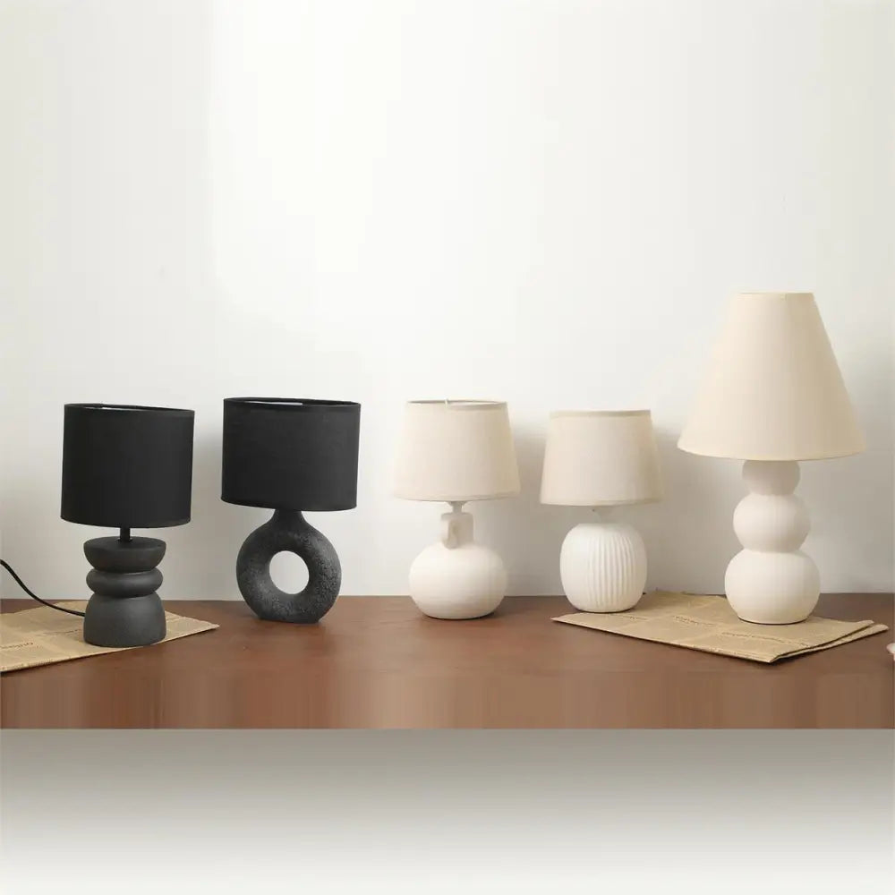Ceramic Lamp With White Shade - PABOOM