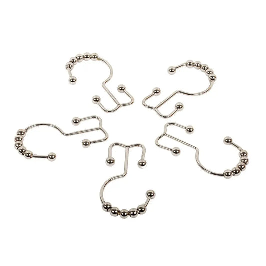 Chrome Roller Shower Curtain Hooks - PABOOM