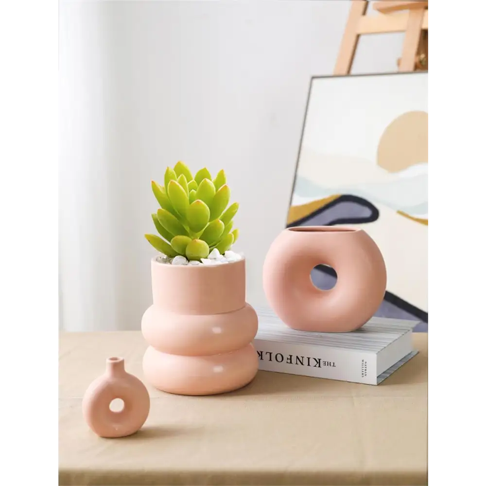 Donut Shape Pink Vase - PABOOM