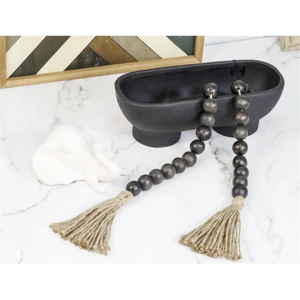 Footed Wide Black Planter Bowl - PABOOM