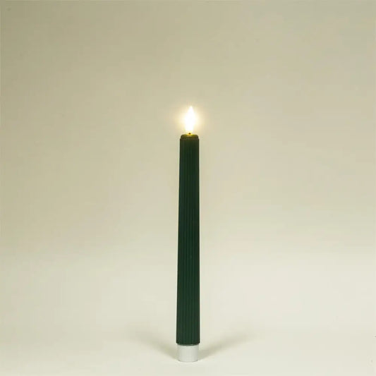 LED Ridged Taper Candles Green - PABOOM