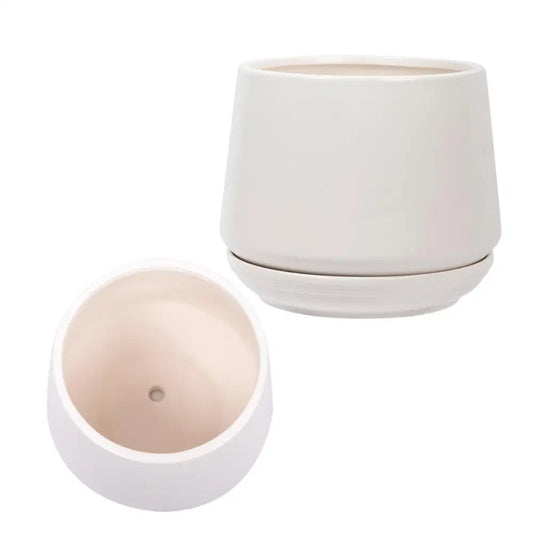 Matte White Planter with Saucer - PABOOM