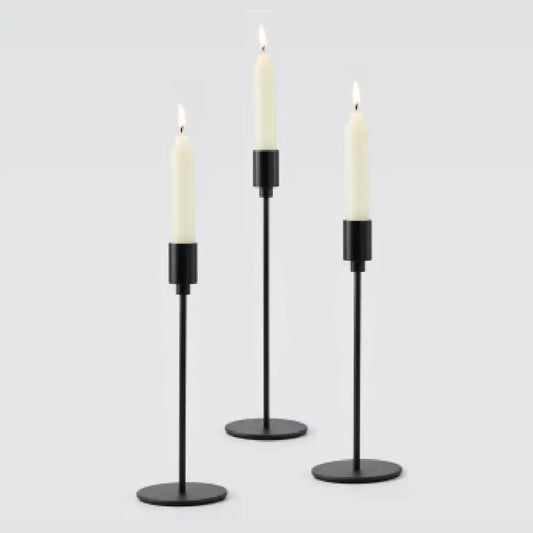 Metal Black Taper Candle Holder - 13"